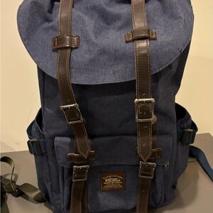 Blue and Brown Men's Backpack